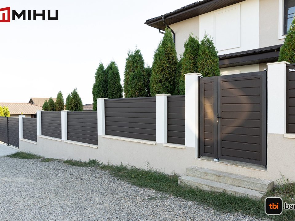 Gard metalic si porti moderne gri antracit